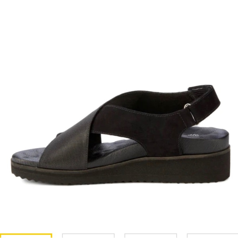 Henley Sandal: Black Nubuck and Black Stamped Leather I Walking Cradle